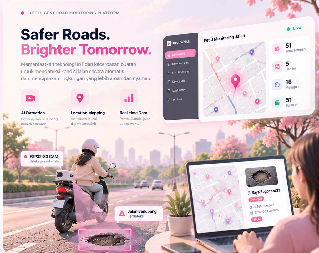 RoadWatch IoT road monitoring with ESP32 camera and dashboard